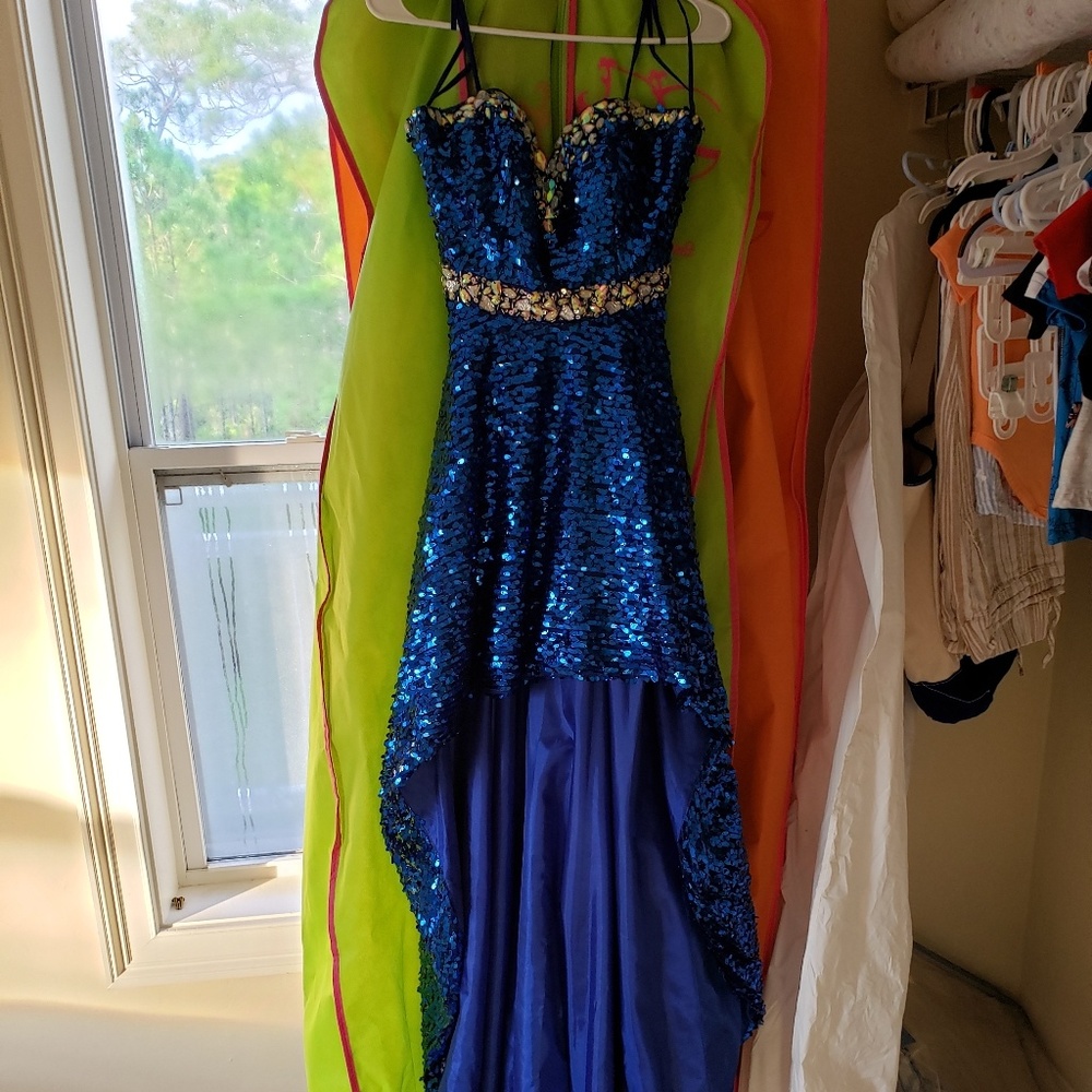 Mori Lee High Low Sequined Dress